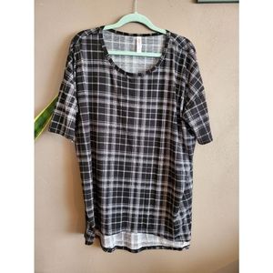 Lularoe Black & White Plaid Irma Top